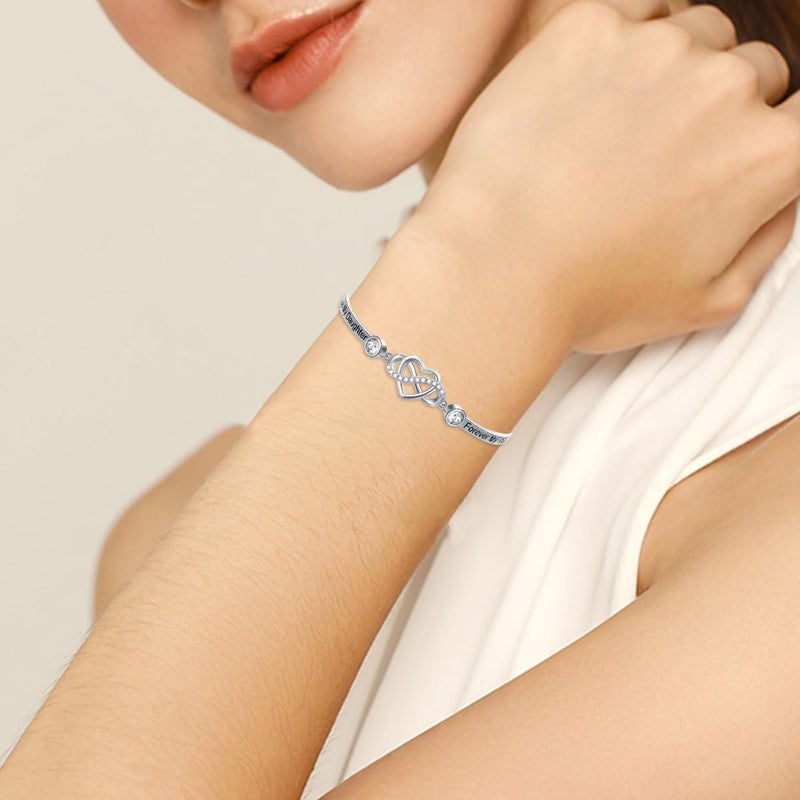 AOBOCO 925 Sterling Silver Adjustable Infinity Heart Bangle Bracelet for Sister Best Friend Daughter Mom Grandma Granddaughter Daughter in Law Godmother Goddaughter Stepmom Stepdaughter - Image 5